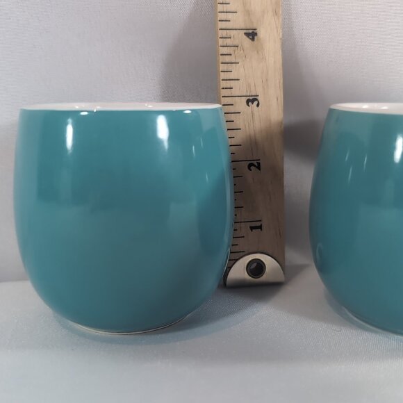 David's Tea 2 Set Demitasse Bubble Cups Mugs Aqua Blue Ceramic Coffee Tea Lot - Picture 10 of 12